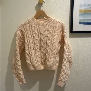 SHEIN Woman’s Cream Cable Knit Turtleneck Sweater